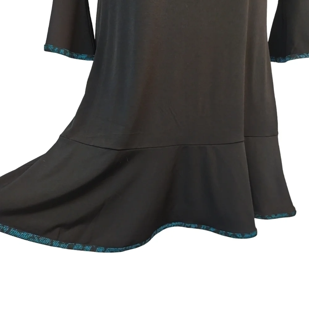 Michael Kors Women's Flare Cuff And Hem Black Stretch Dress Size S NWT